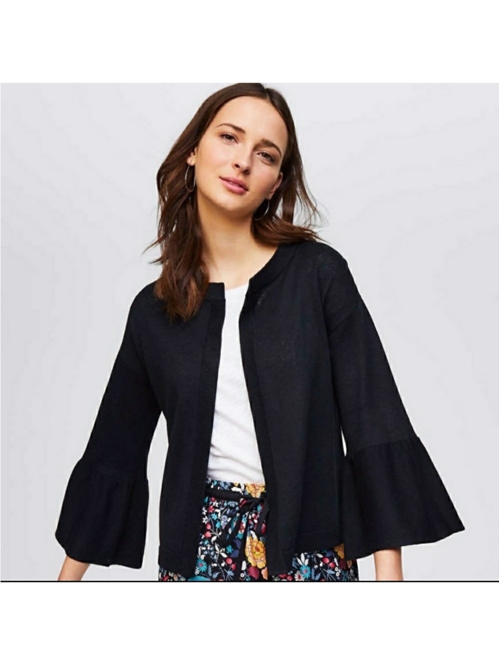 LOFT Linen Blend Bell Sleeve Cardigan